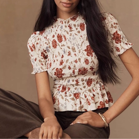 Reformation Tops - Reformation Cream and Red Floral Blouse